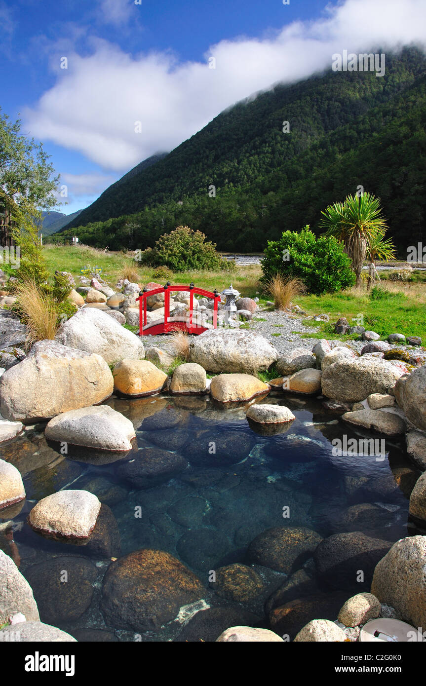 Maruia Springs, State Highway 7, Lewis Pass, région de Canterbury, île du Sud, Nouvelle-Zélande Banque D'Images