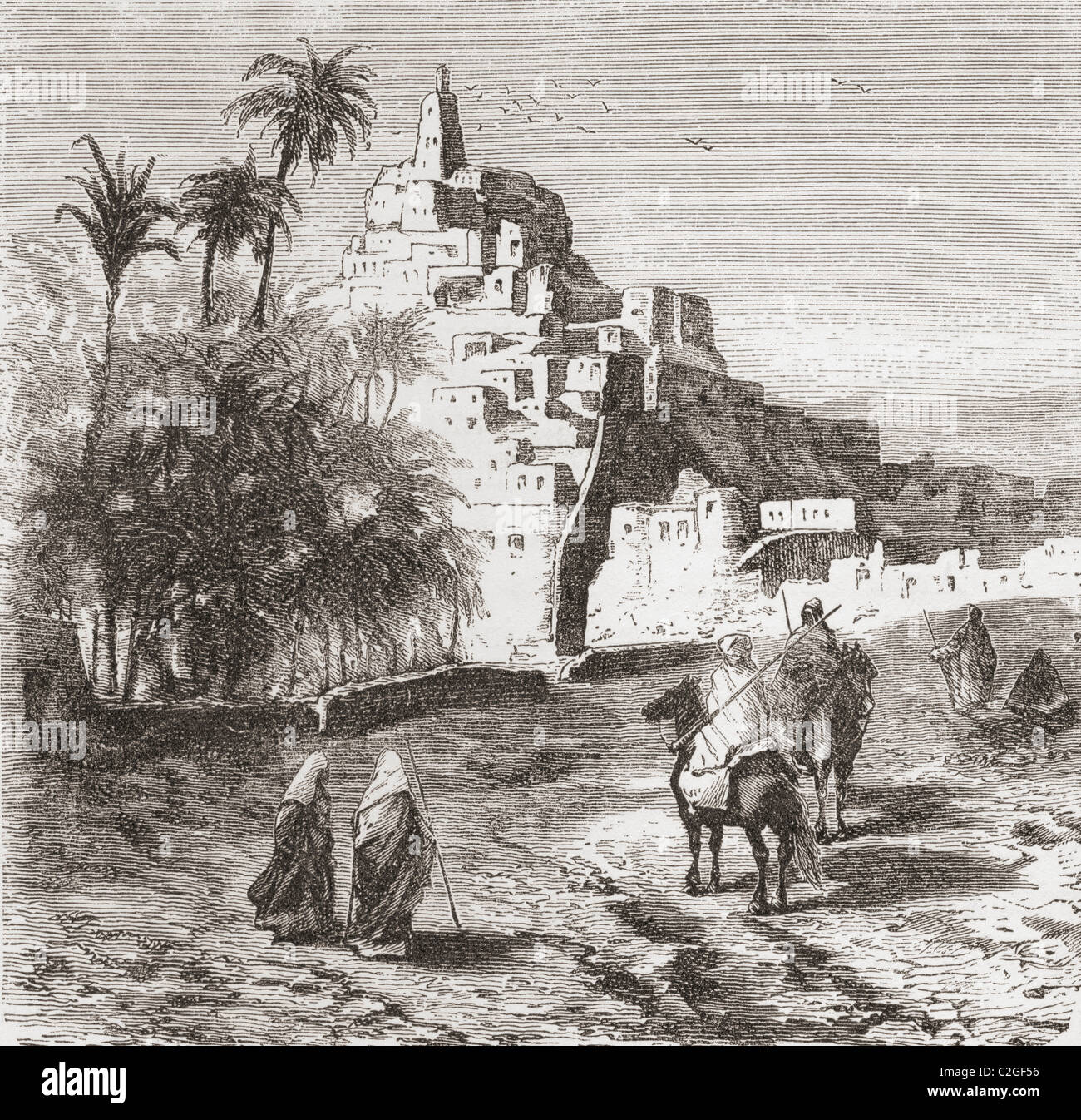 Ville de Chaamba a Metlili ., l'Algérie, l'Afrique du Nord au xixe siècle. Banque D'Images