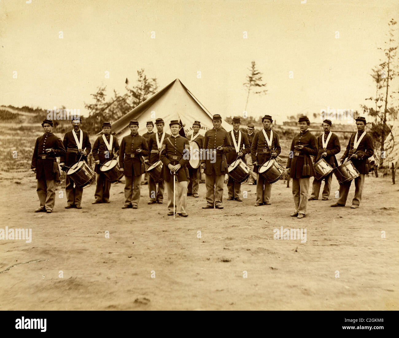 Drum Corps, 30e d'infanterie en Pennsylvanie. Banque D'Images