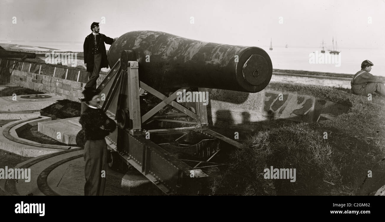 Fort Monroe en Virginie, le 'canon' Lincoln, une Columbiad Rodman 15 pouces Banque D'Images