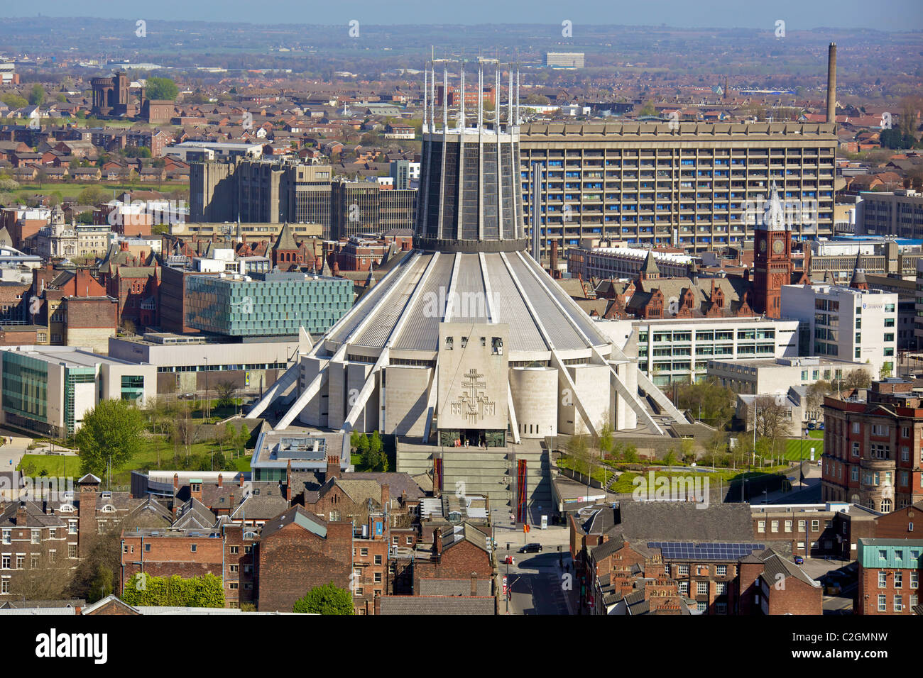 Une vue aérienne du centre-ville de Liverpool. Banque D'Images
