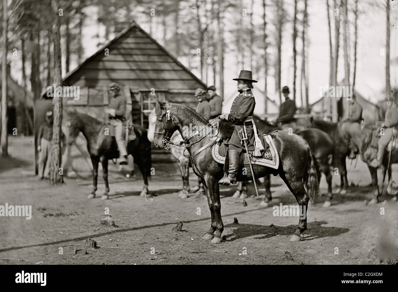 Brandy Station, en Virginie, le général Rufus Ingalls à cheval Banque D'Images