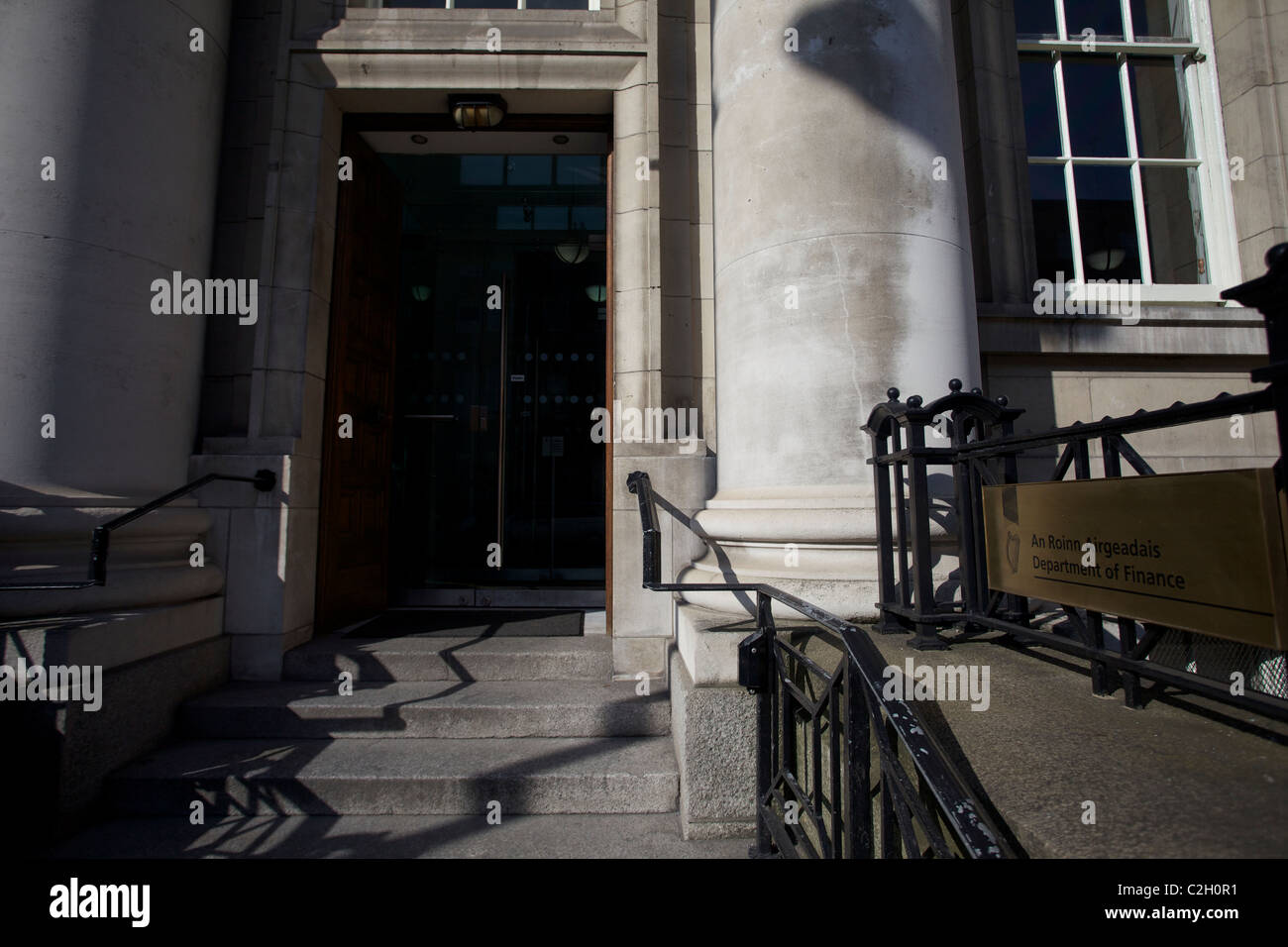 L'entrée du ministère irlandais des Finances à Dublin en Irlande. Banque D'Images