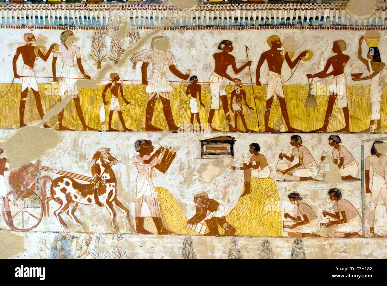 Hiéroglyphes dans la Tombe de Menna - Deir el-Médineh, Haute Egypte Banque D'Images