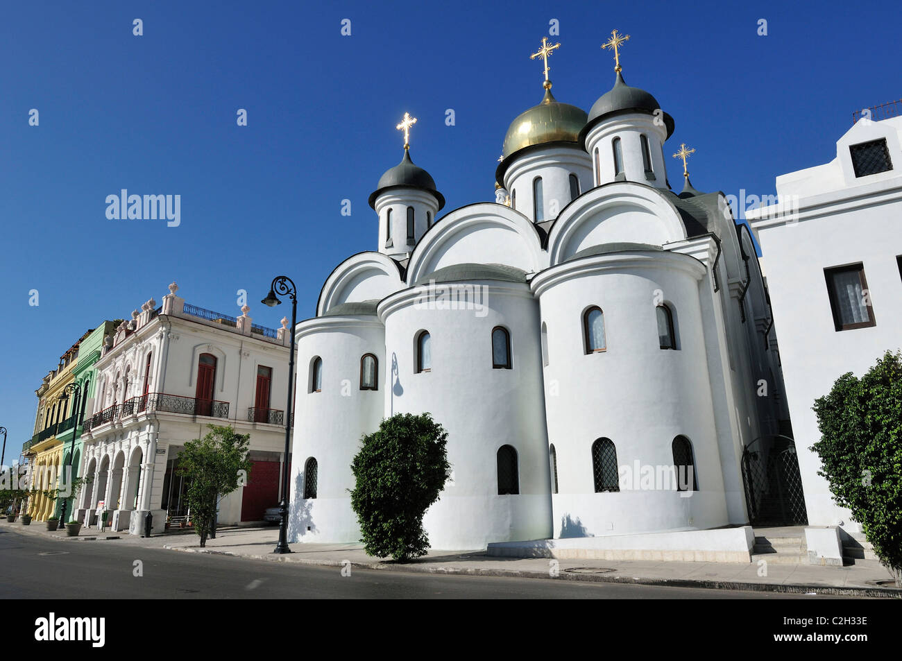 La Havane. Cuba. Habana Vieja / La Vieille Havane. Notre Dame de Kazan Église orthodoxe russe. Banque D'Images