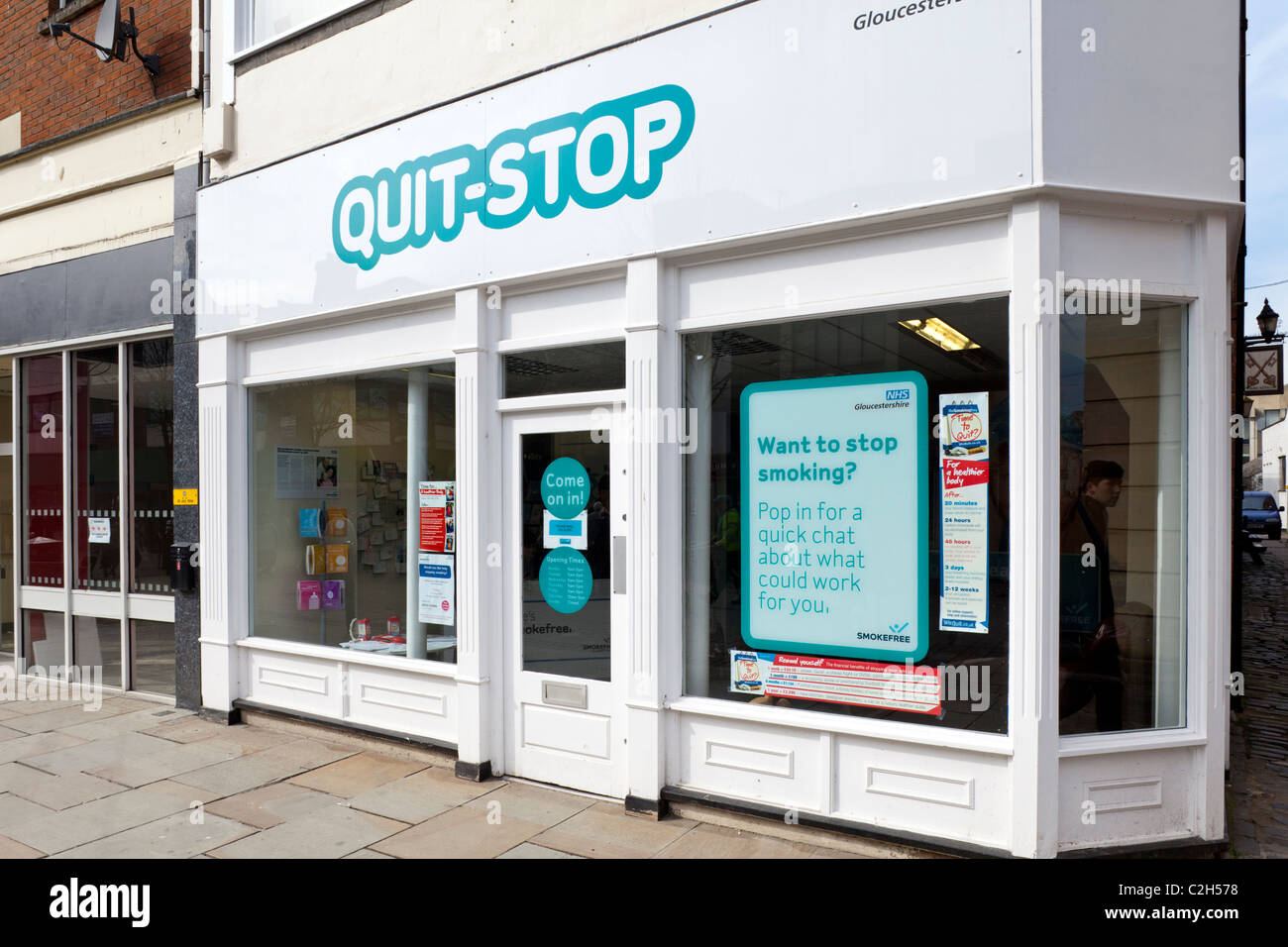 Cesser de fumer Cessation Boutique d'information à Gloucester, Royaume-Uni Banque D'Images
