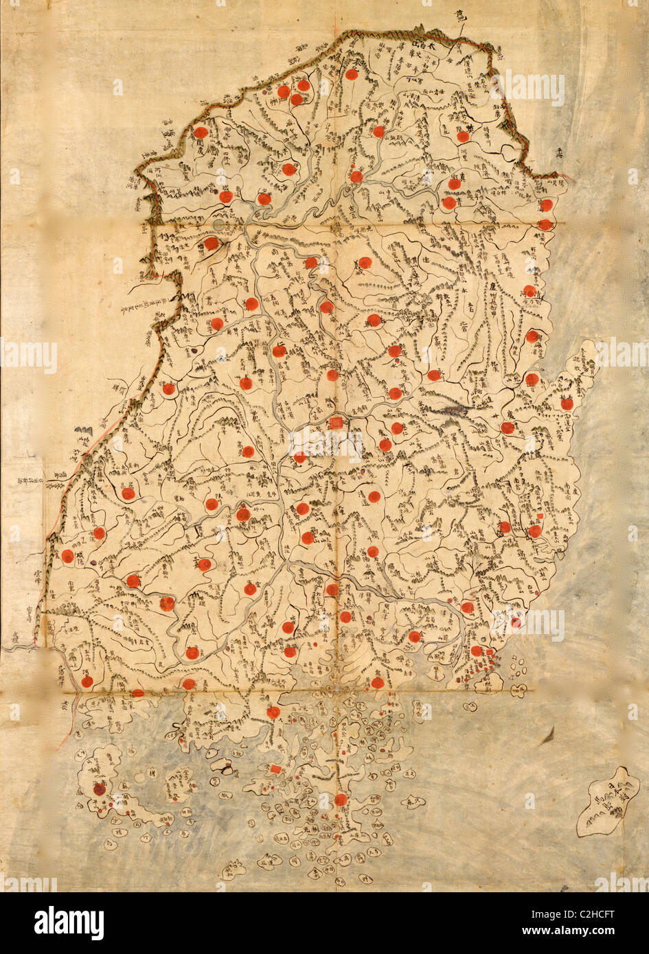 Carte du monde médiéval chinois Banque D'Images