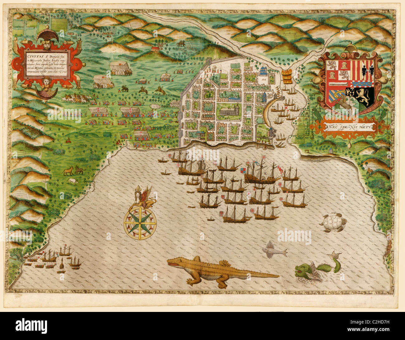 Voyages de Sir Francis Drake 1589 Banque D'Images