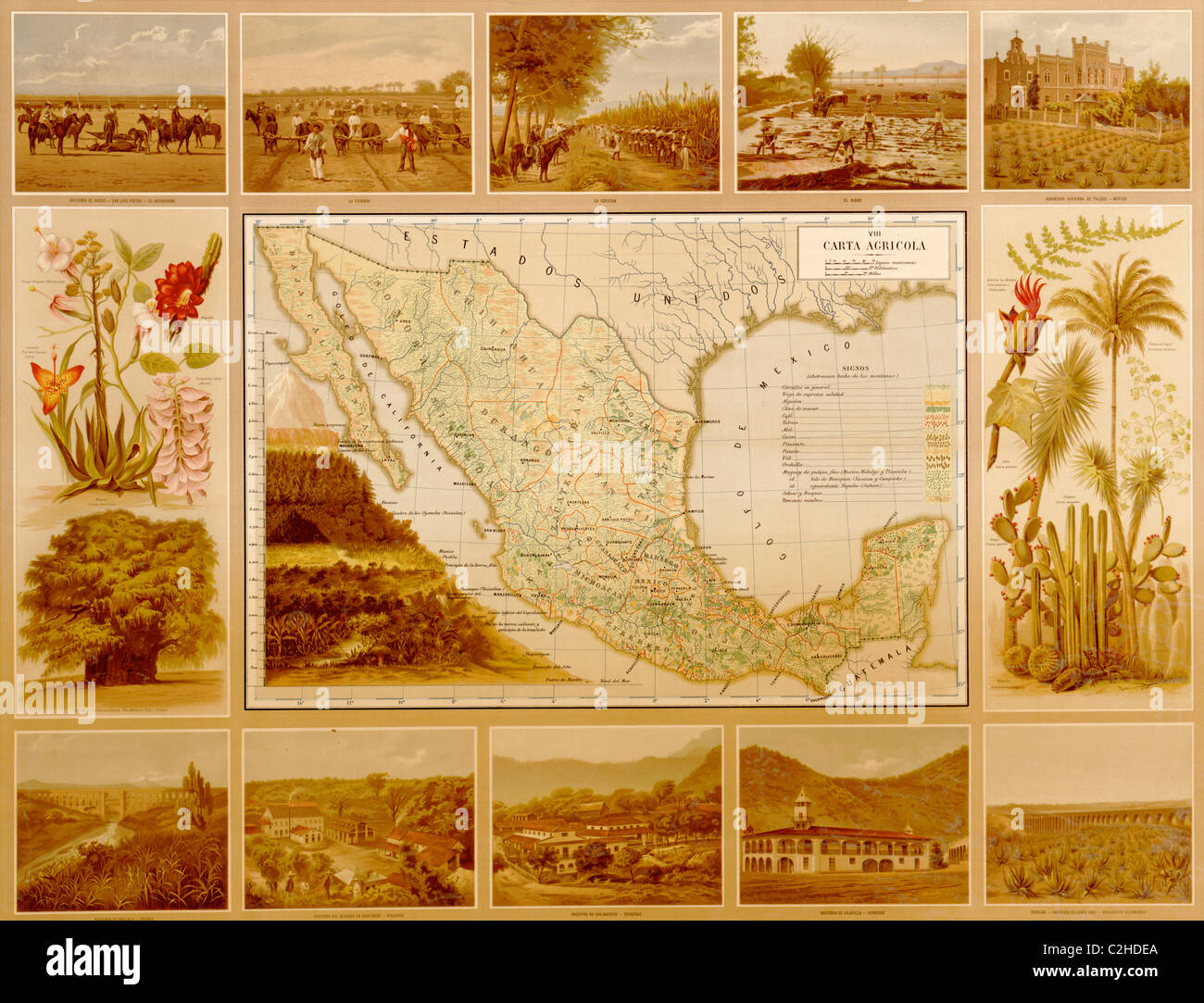 Carte de l'Agriculture du Mexique Banque D'Images