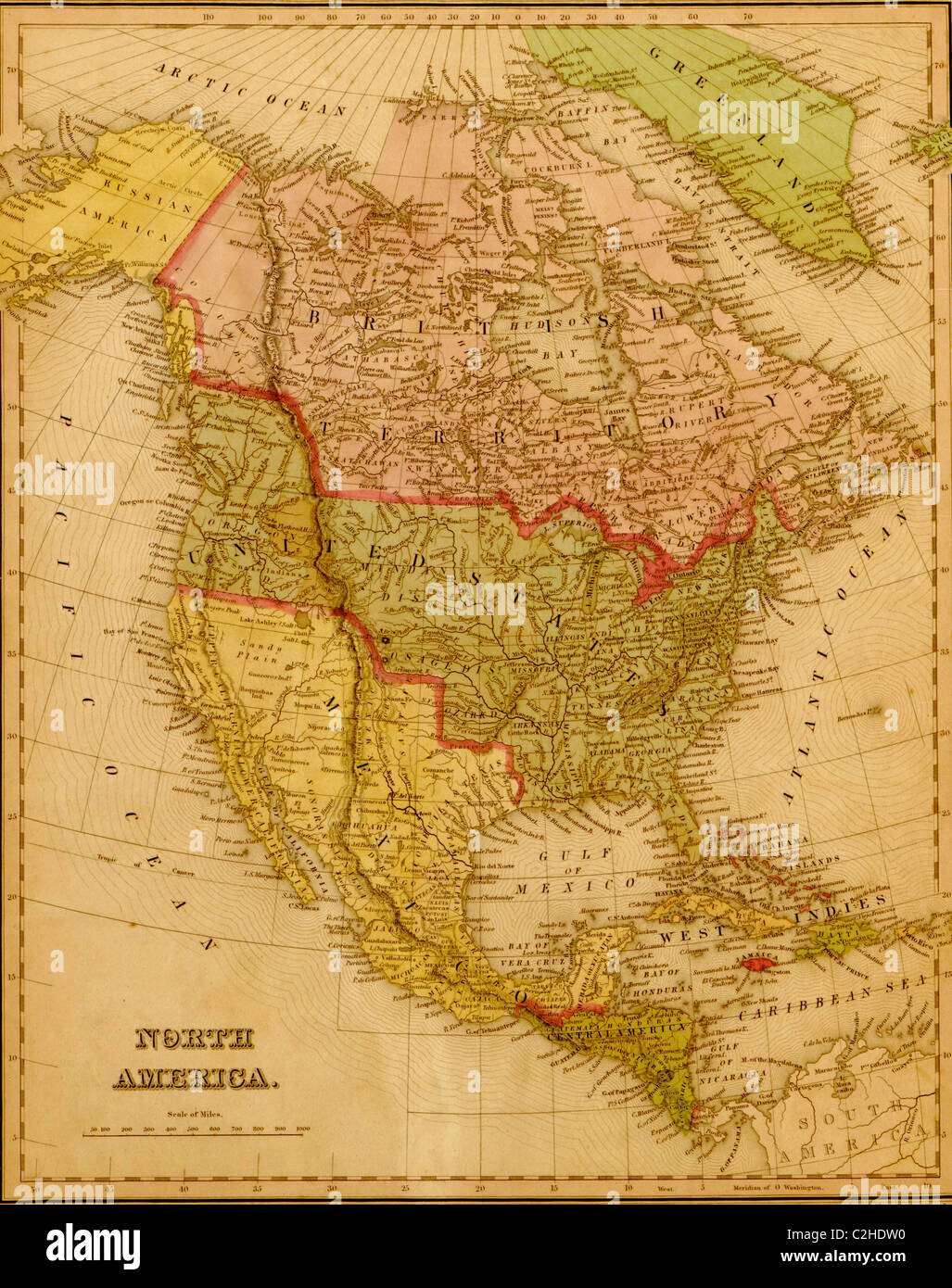 Amérique du Nord - 1844 Banque D'Images