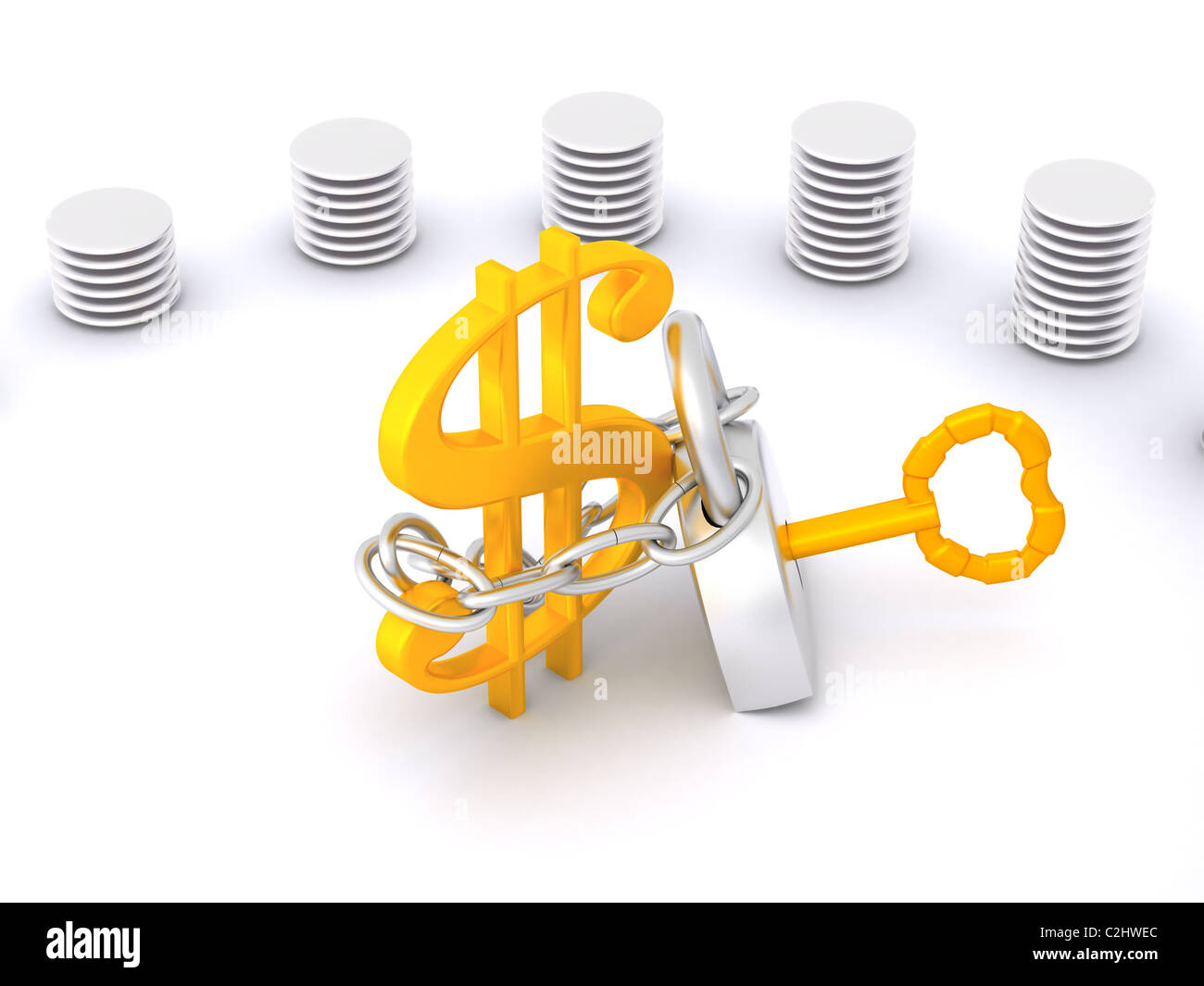 Schéma avec le signe dollar. 3d Banque D'Images