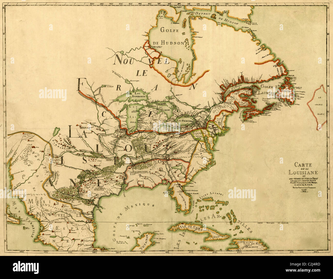 L'exploration française carte Amérique du Nord - 1896 Banque D'Images