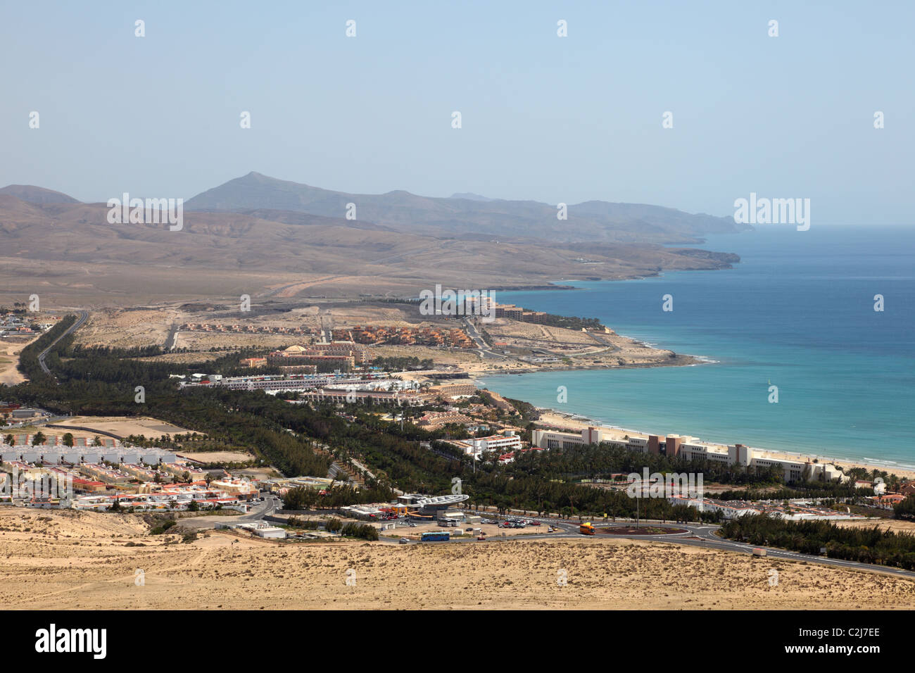 Vue aérienne de Costa Calma, Fuerteventura, Espagne Banque D'Images