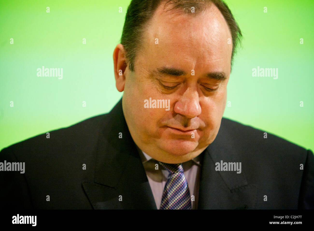 Alex Salmond lance le SNP manifeste pour les élections 2011 du Parlement écossais. Banque D'Images