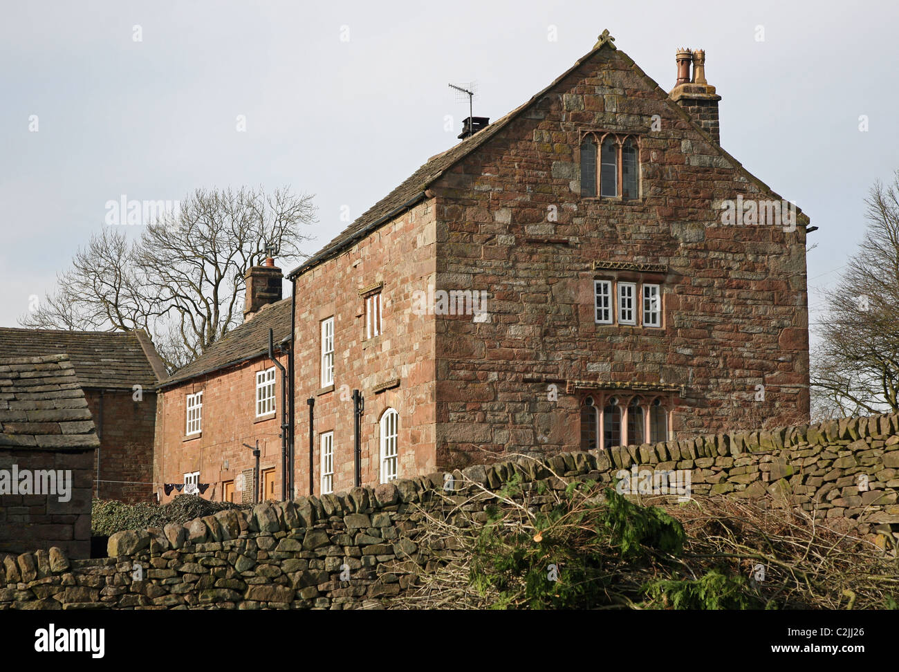 Wincle Grange, une ancienne maison construite en pierre, dans le Staffordshire, Angleterre, RU Banque D'Images