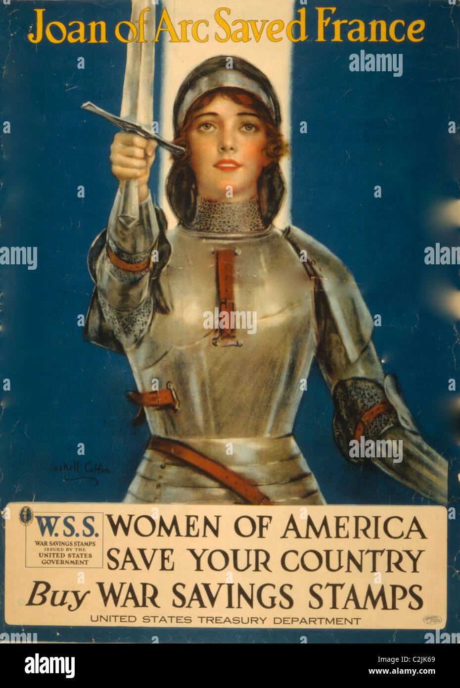 Joan of Arc sauva la France--Les femmes d'Amérique, d'enregistrer votre pays--acheter des timbres d'épargne de guerre Banque D'Images Joan of Arc sauva la France--Les femmes d'Amérique, d'enregistrer votre pays--acheter des timbres d'épargne de guerre Banque D'Images