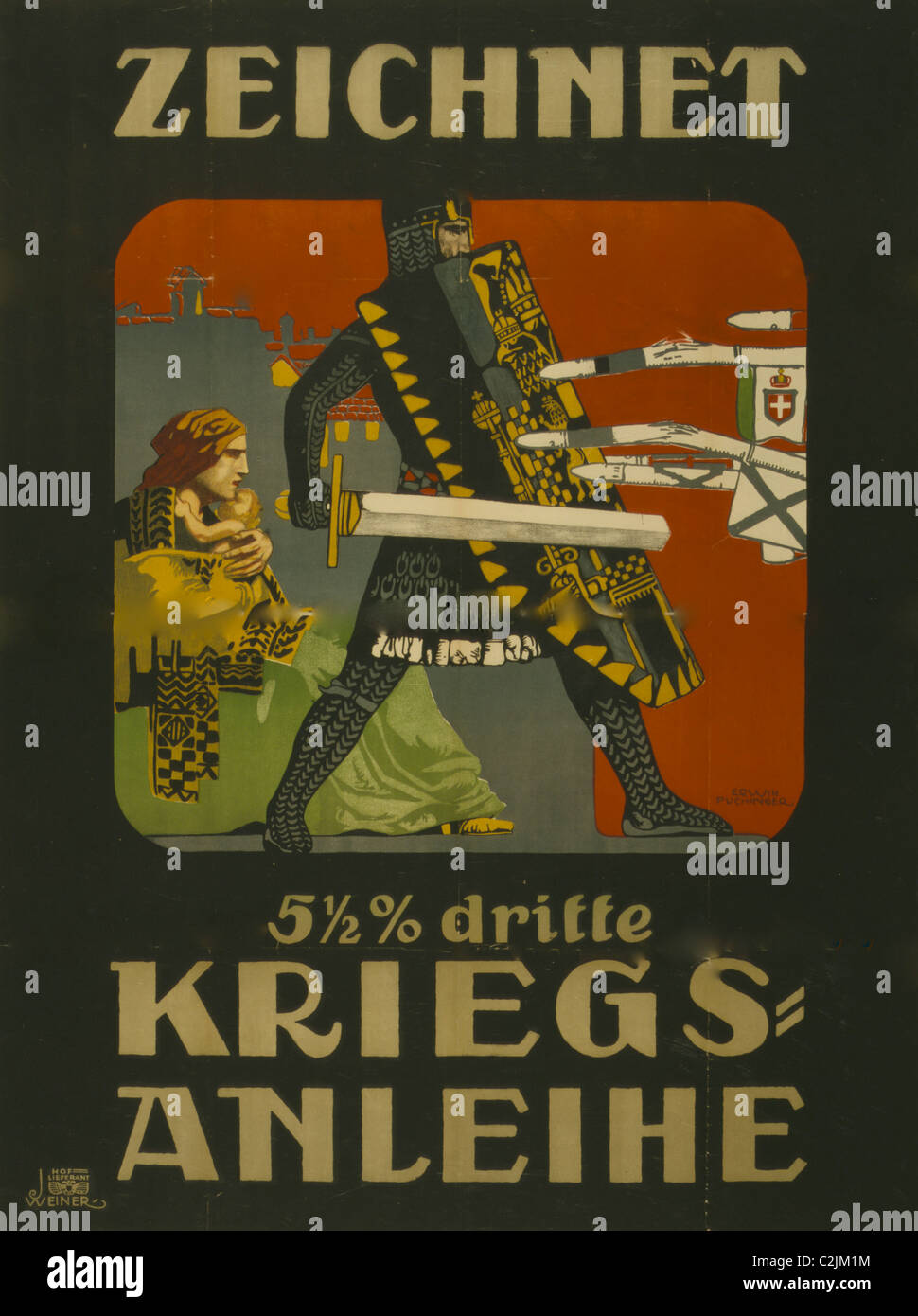 Zeichnet Kriegsanleihe ; Abonnez-vous à la 5 1/2  % Troisième emprunt de guerre. Banque D'Images