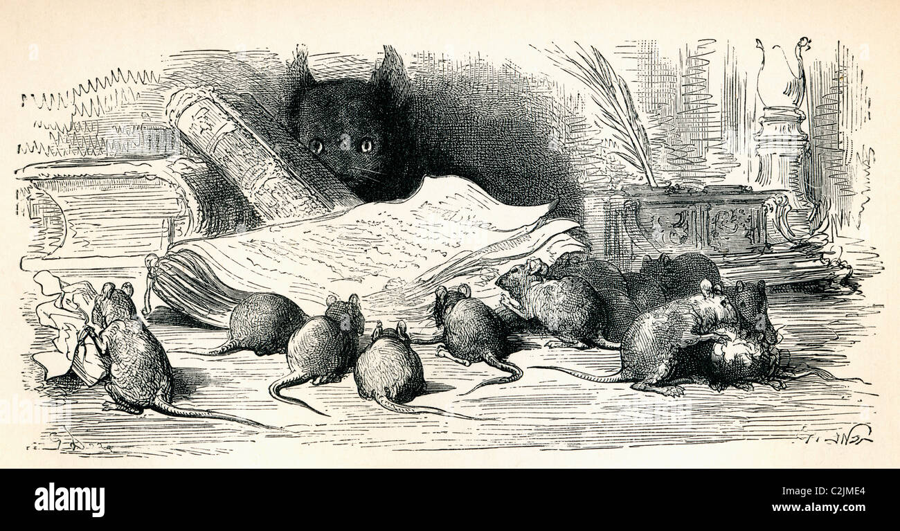 Après une illustration de Gustave Dore à partir de Fables de La Fontaine. Banque D'Images