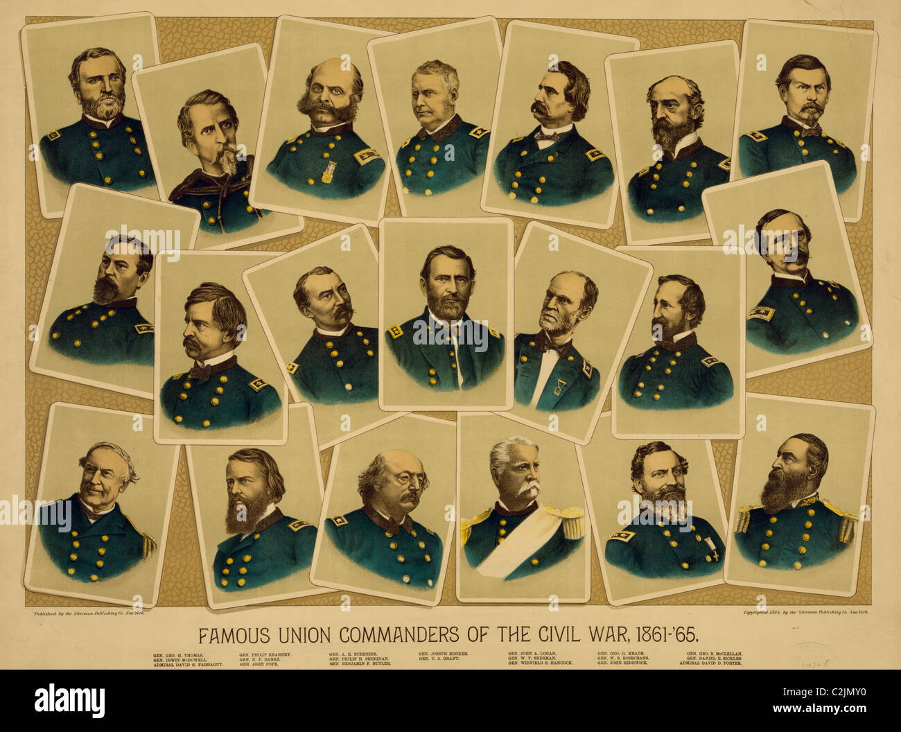 Les commandants de l'Union européenne célèbre de la guerre civile, 1861-'65 Banque D'Images