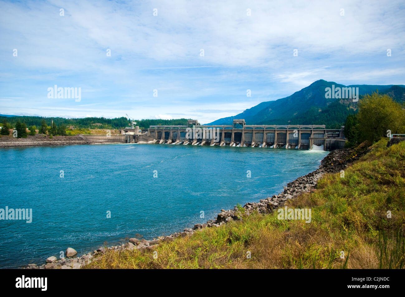 Barrage de Bonneville, à l'est de Portland, Oregon dans la Columbia River Gorge, Oregon, USA Banque D'Images