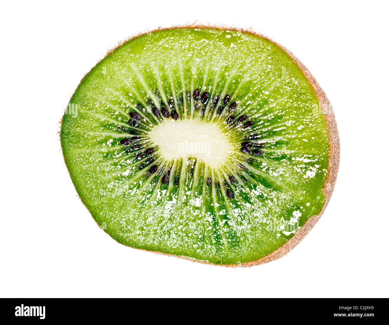 Tranches de kiwi vert isolated on white Banque D'Images