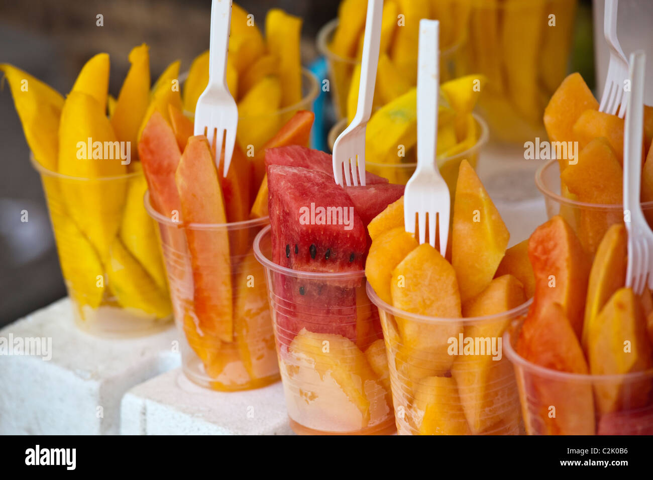 Vendeur de fruits, Getsamani, vieille ville, Carthagène, Colombie Banque D'Images