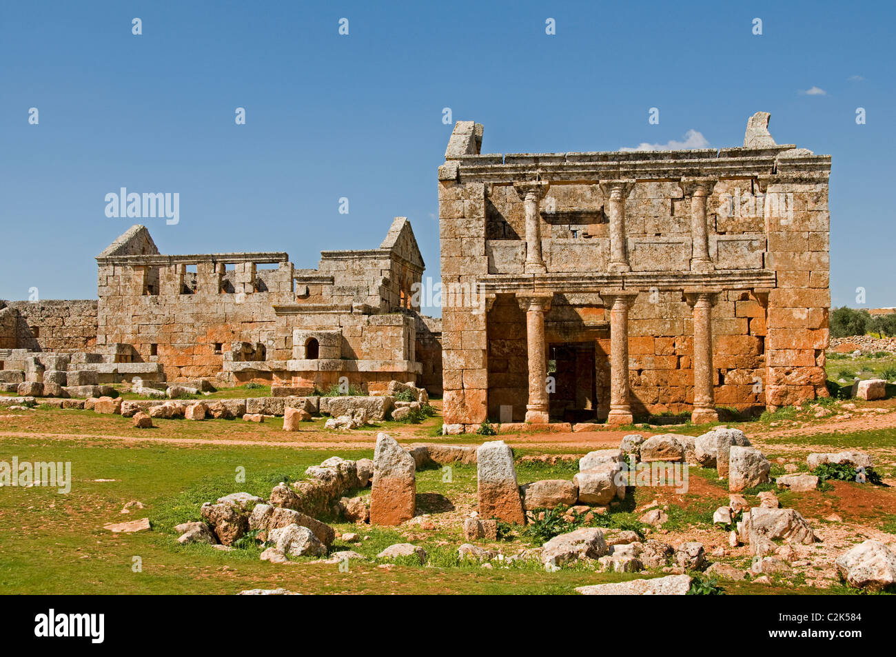 Serjilla, Syrie, ville morte, contient environ, 700 sites, Jebel Riha, près de Hama et Alep, 473 AD, Roman, byzantin, Hayat Tahrir al-Sham, 5th siècle, Banque D'Images