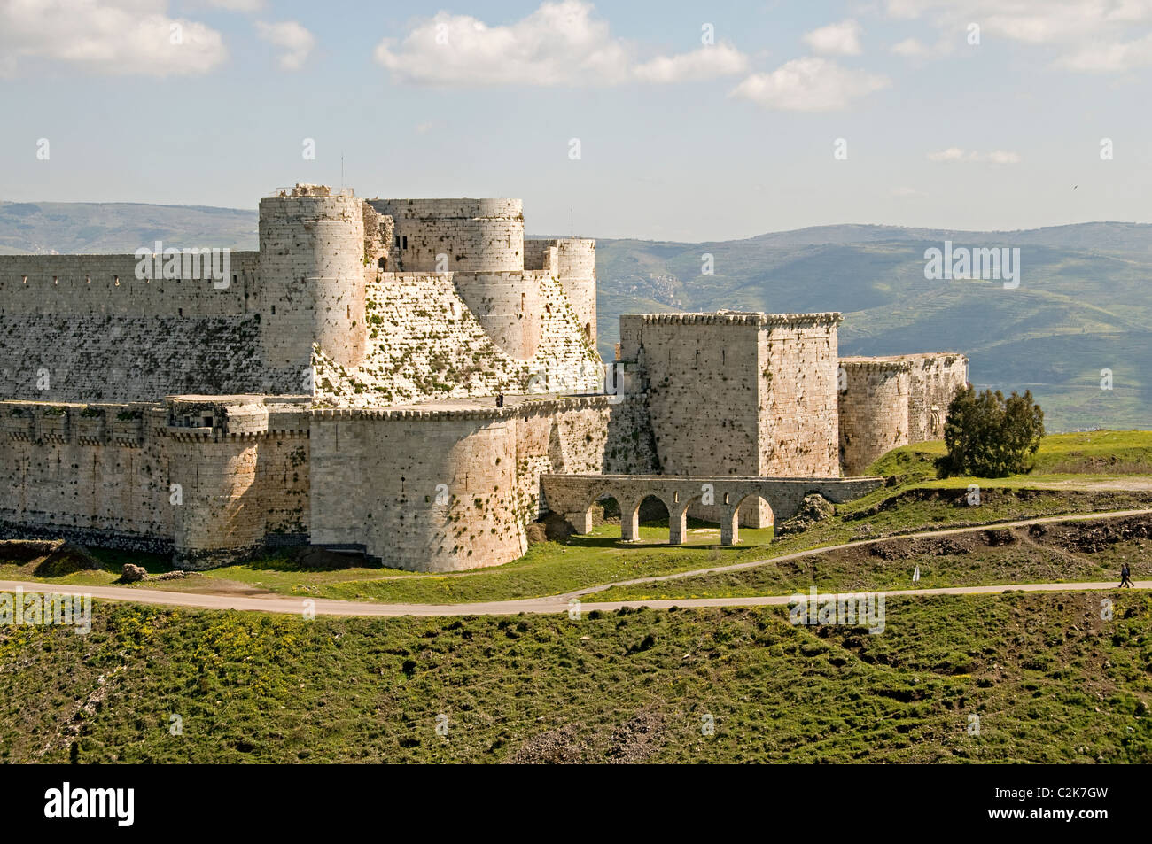 La Syrie Crac Krak des Chevaliers Château médiéval des chevaliers ou Quala'at al-Hosn croisés près de Homs Banque D'Images