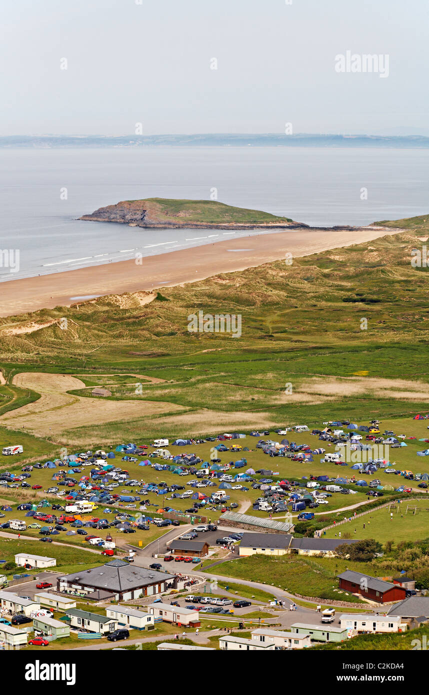 Camping Hillend, Llangennith, Gower, au Pays de Galles Banque D'Images