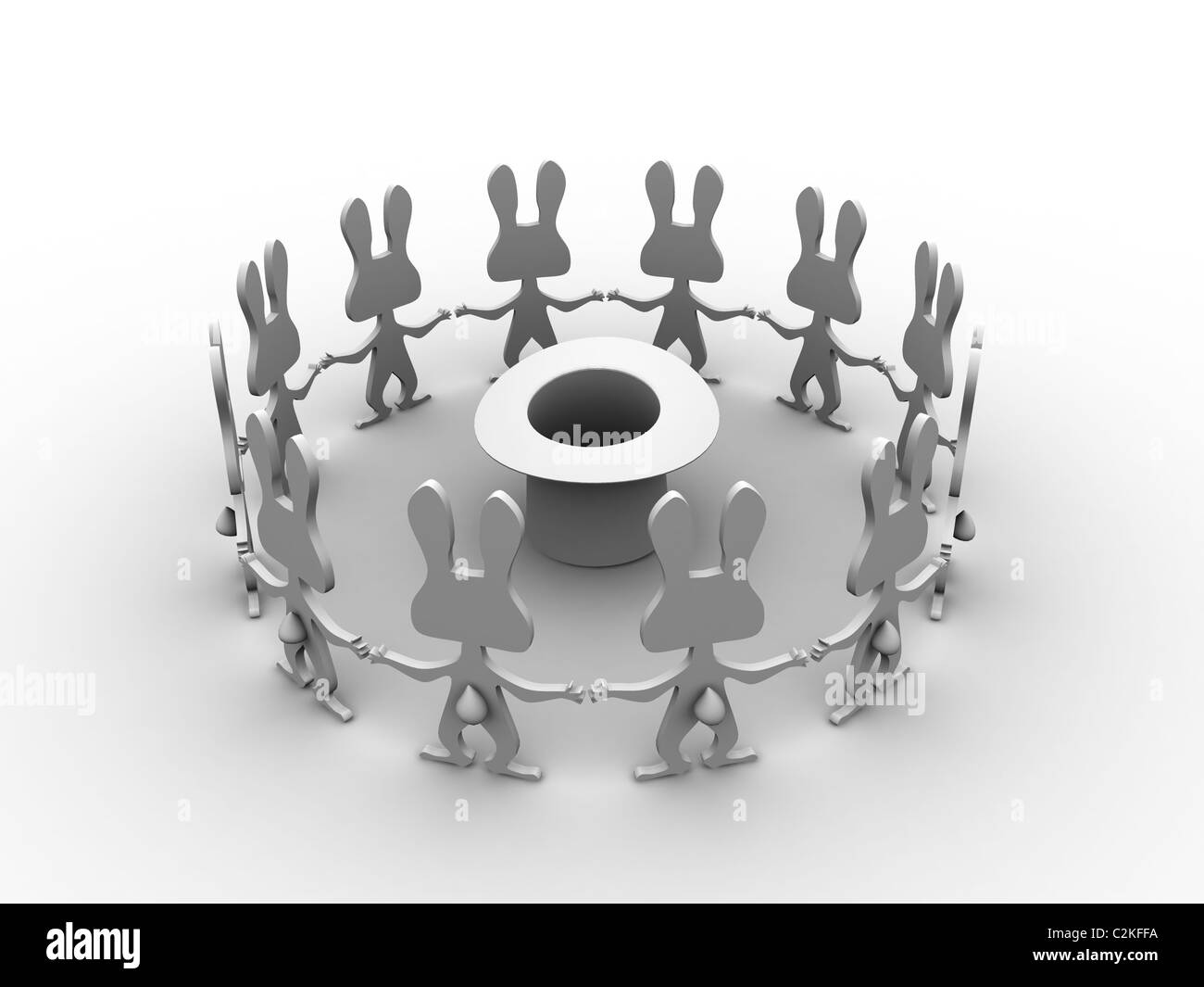 Les lapins 3d hat circle dancing Banque D'Images