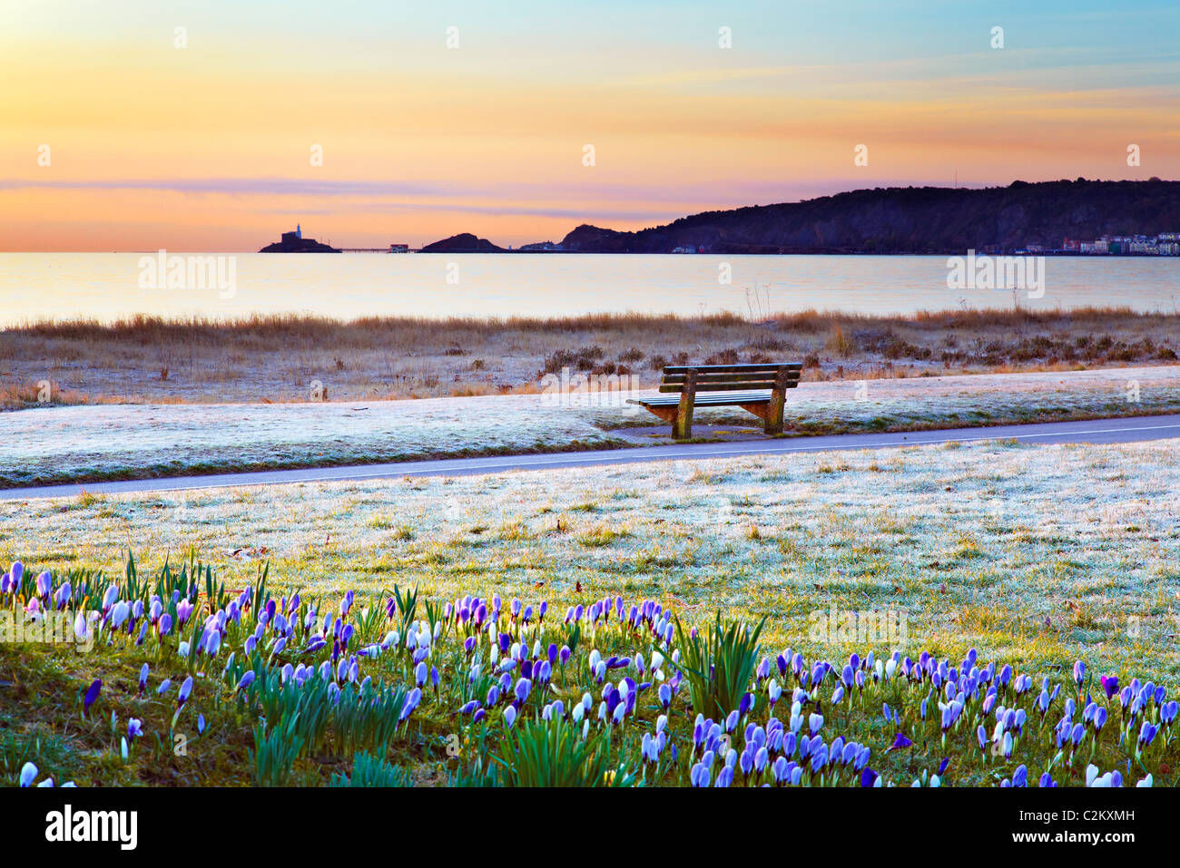 Mumbles croix de l'Ouest, La Baie de Swansea, Pays de Galles, Swansea Banque D'Images