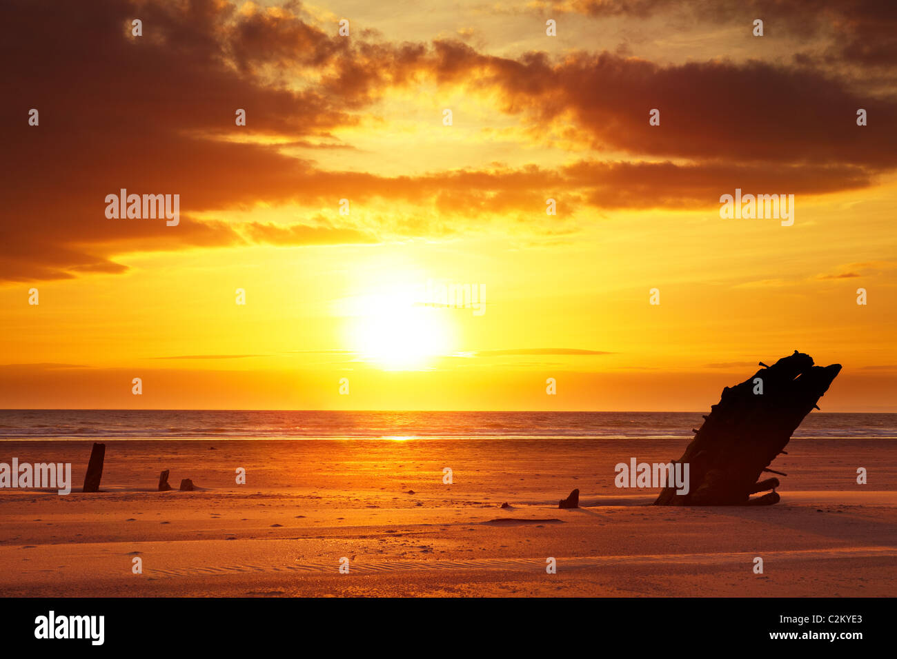 Helvetia épave, Rhossili Bay, Gower, au Pays de Galles Banque D'Images