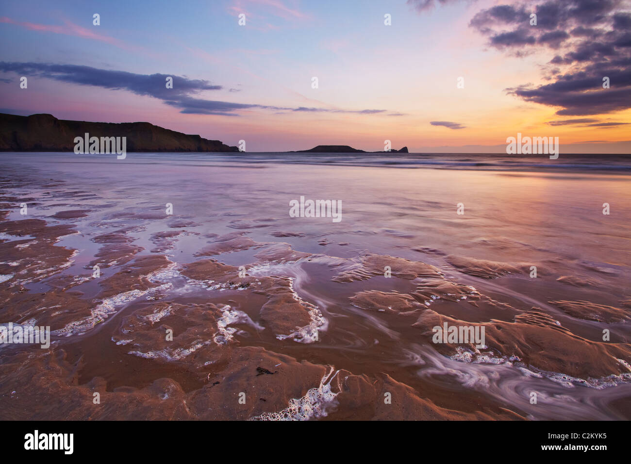 Rhossili Bay, chef de vers, Gower, au Pays de Galles Banque D'Images
