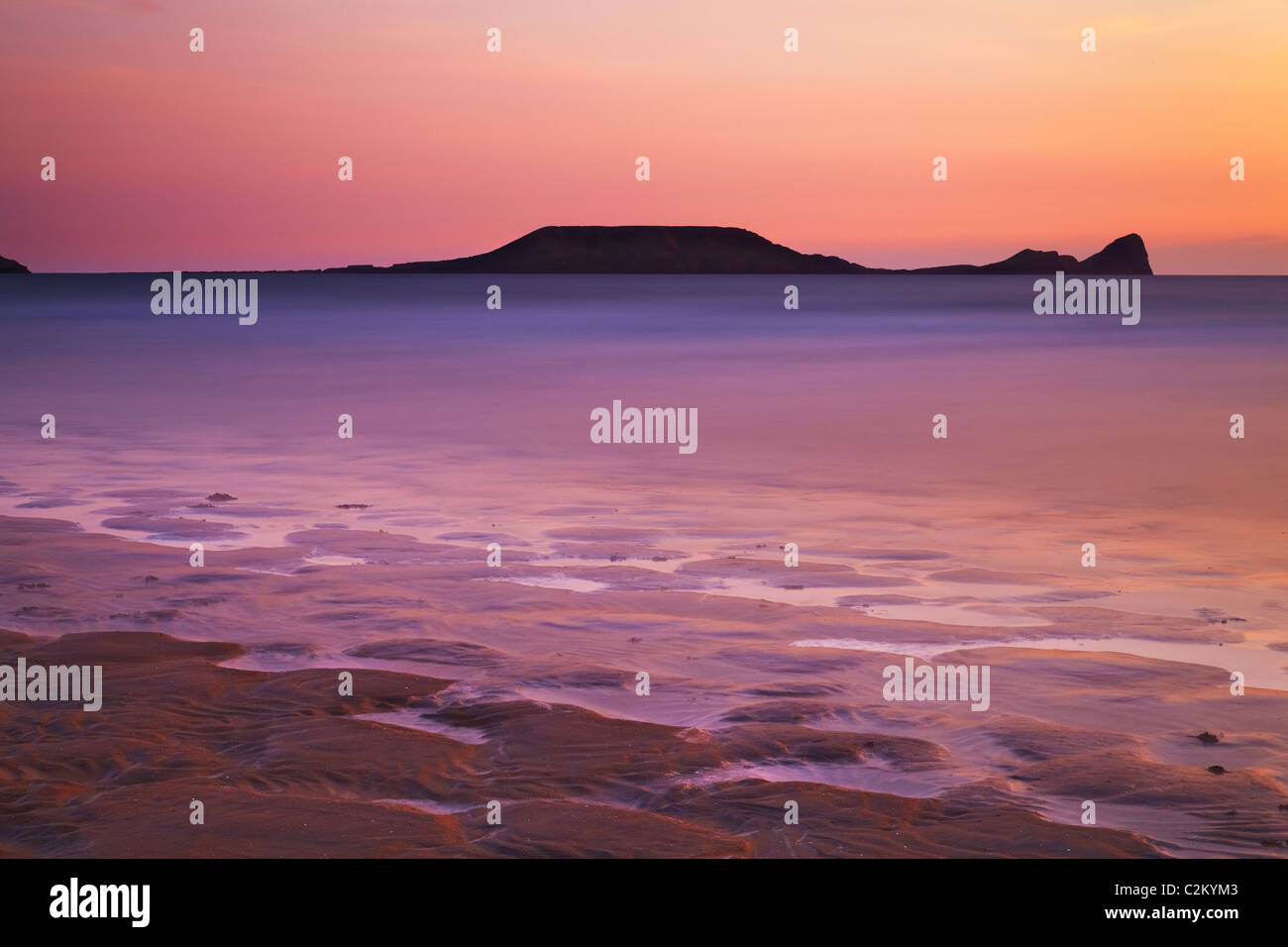 Rhossili Bay, chef de vers, Gower, au Pays de Galles Banque D'Images