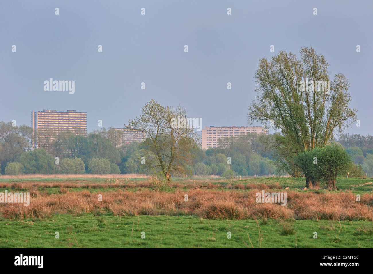 Récréation Bourgoyen-Ossemeersen réserve naturelle et les appartements de la ville de Gand, Belgique Banque D'Images