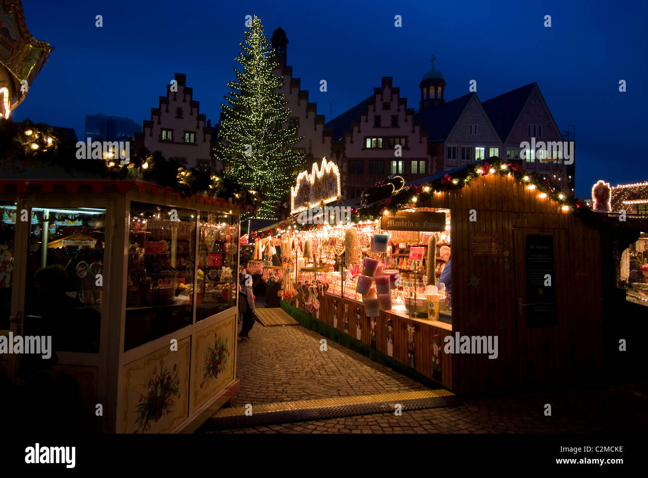 Weihnachtsmarkt (marché de Noël), Francfort. Banque D'Images