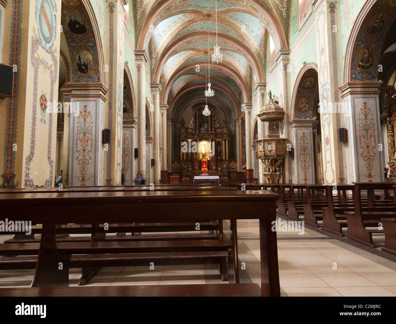 Nef de l'église de San Agustin, Quito, Équateur Banque D'Images