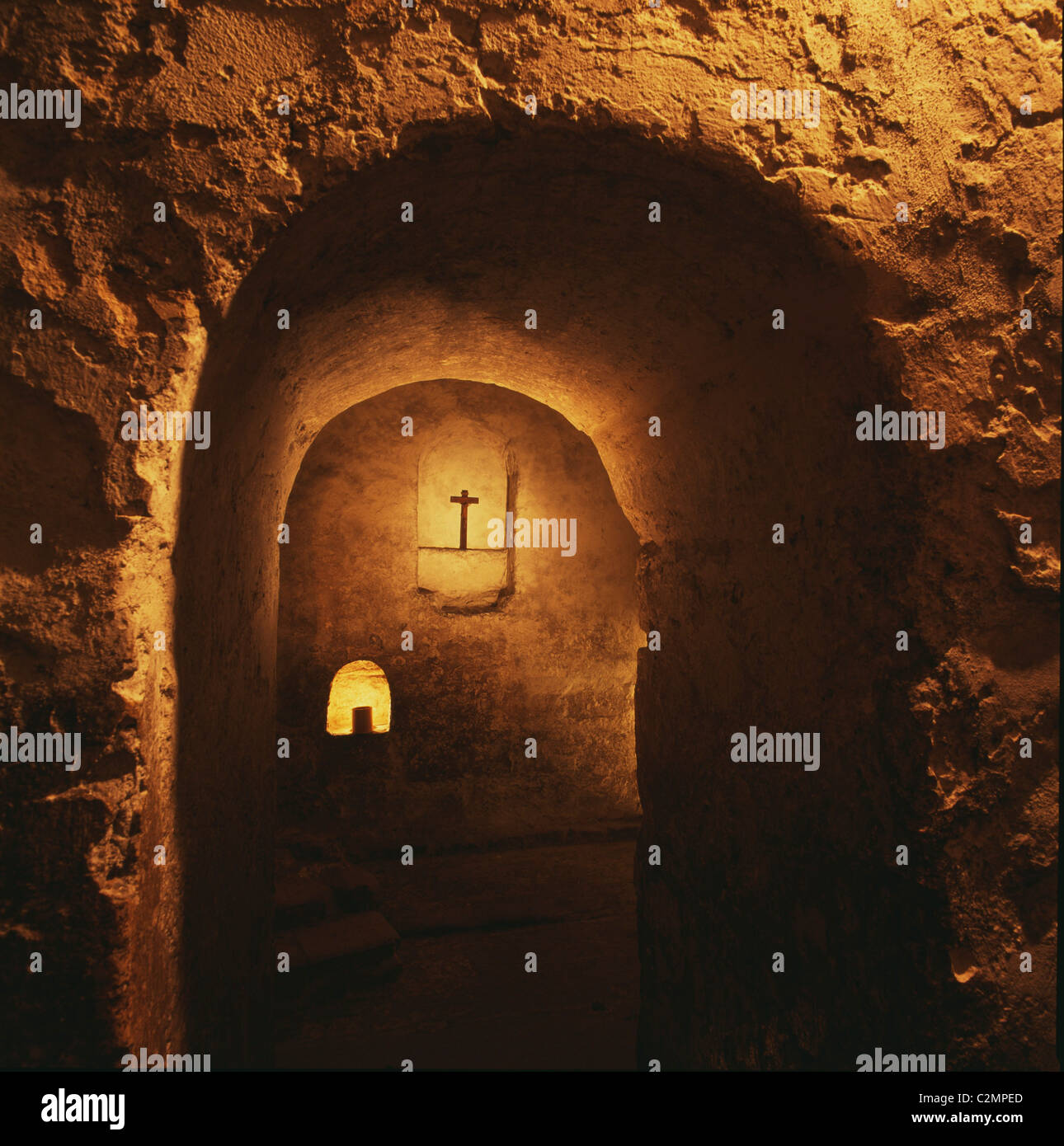 La cathédrale de Ripon - crypte anglo-saxonne. Le Yorkshire, en Angleterre. Banque D'Images