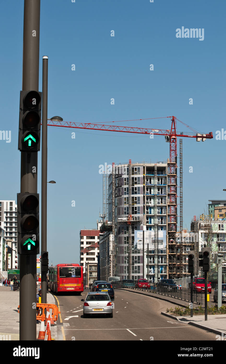 De nouveaux blocs d'appartements moderne en construction, Stradford, East London, Londres, Royaume-Uni Banque D'Images