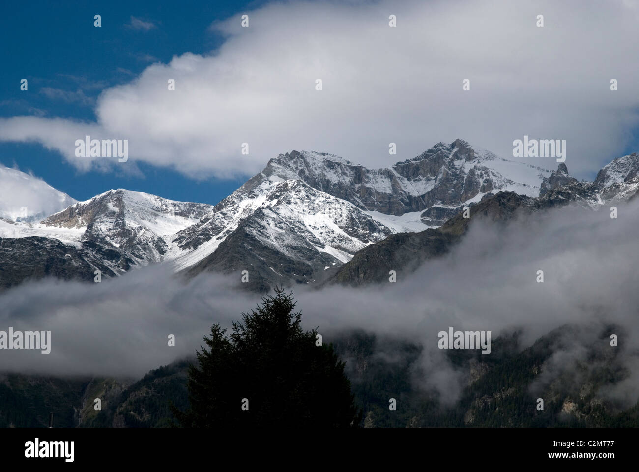 Alpes Pennines vue depuis Gracken, Saastal, Valais, Suisse, Alpes Banque D'Images