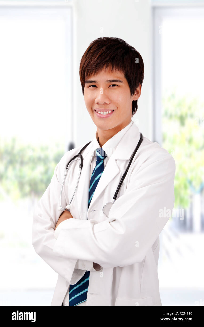 Asian young doctor with stethoscope Banque D'Images