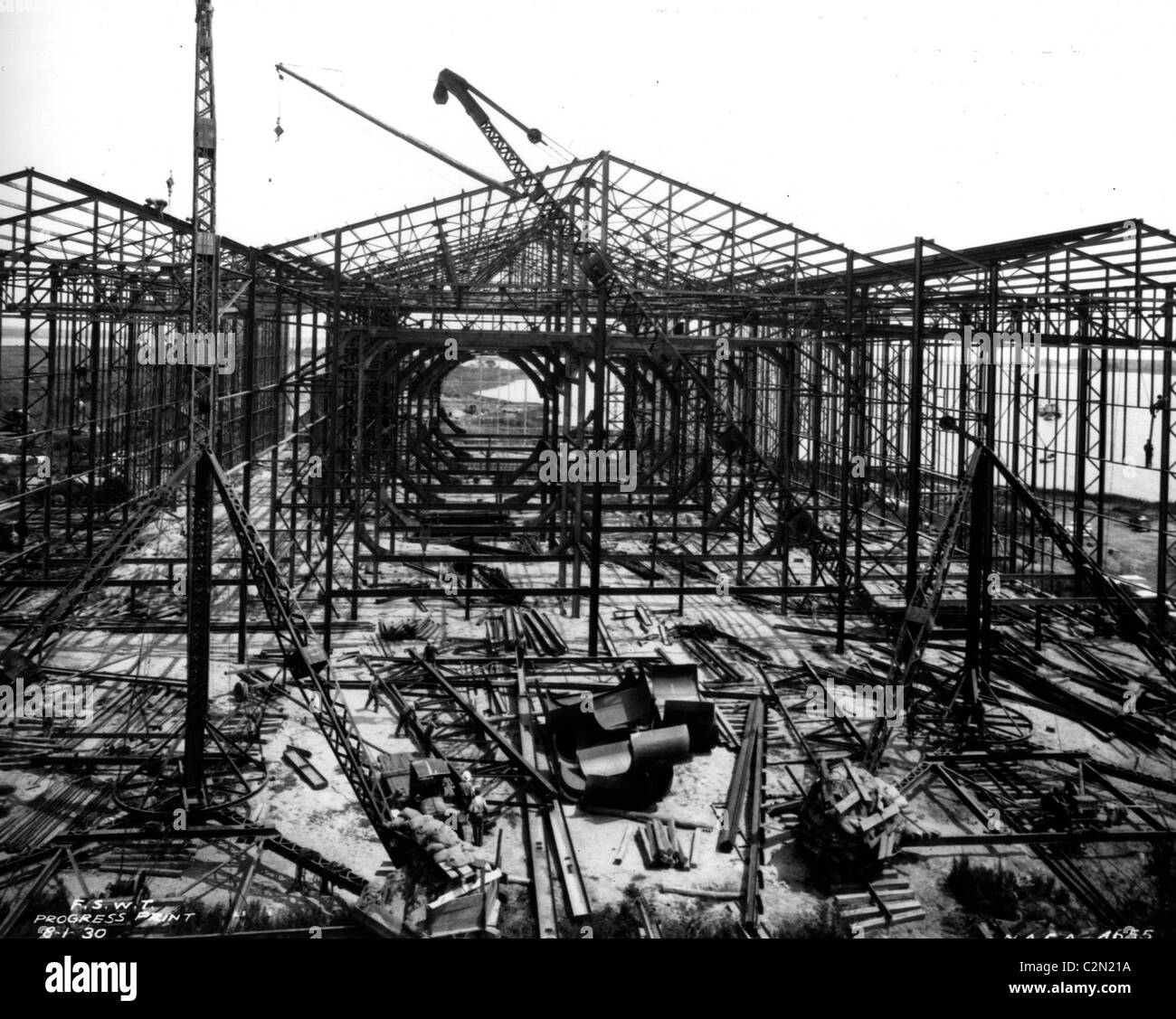 La construction de la 30 x 60 pieds de soufflerie à Langley, USA Banque D'Images