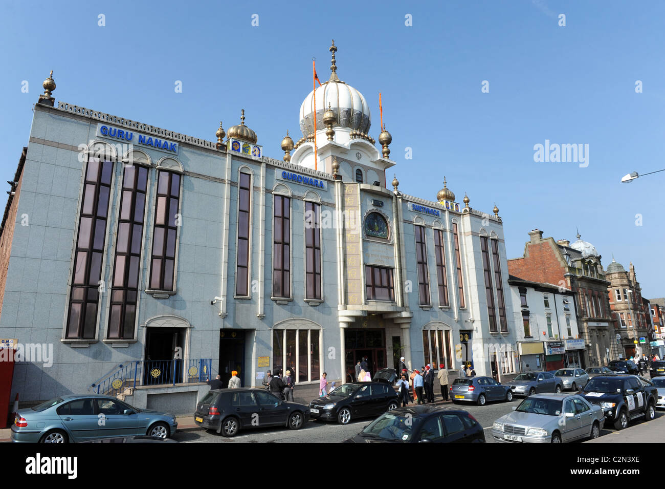 Temple Sikh Gurdwara Guru Nanak dans Smethwick près de Birmingham au Royaume-Uni. Banque D'Images