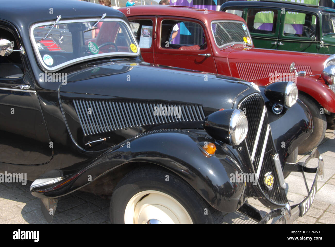 La société de voiture classique montrer leurs véhicules rétro à Falmouth, Cornwall Banque D'Images