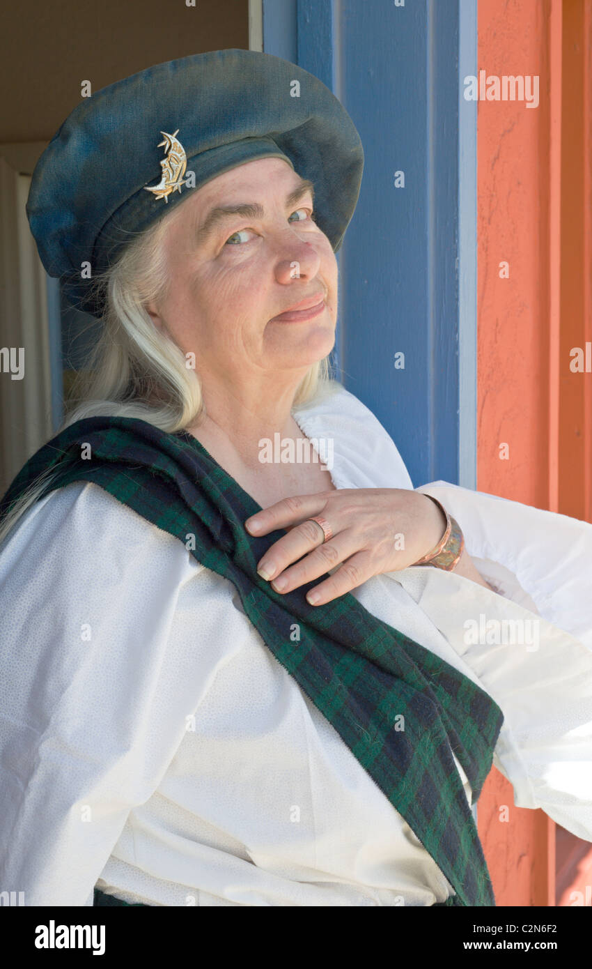 Une femme américaine affiche son fier héritage écossais à Carrizozo, Nouveau Mexique. Banque D'Images