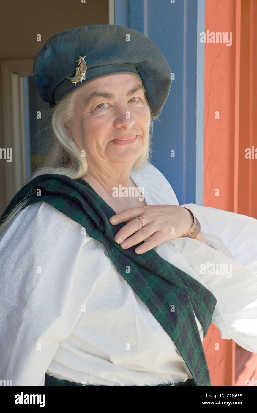 Une femme américaine affiche son fier héritage écossais à Carrizozo, Nouveau Mexique. Banque D'Images