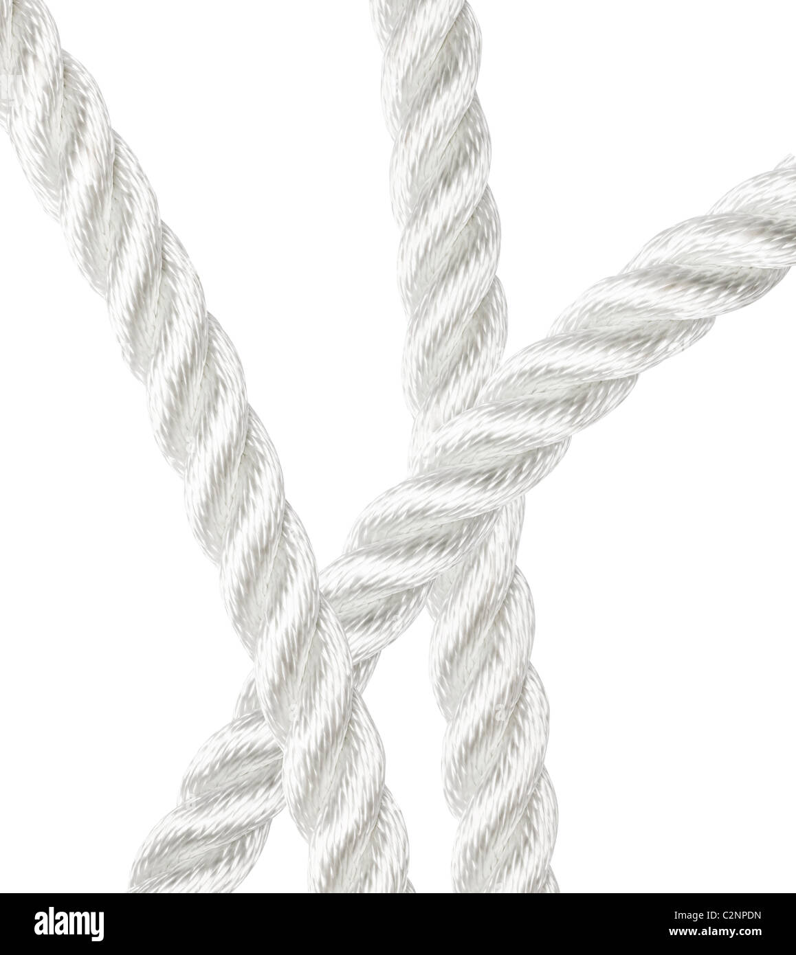 La corde de nylon fort chevauchement isolated on white Banque D'Images