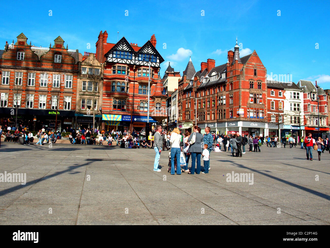 Place du marché d'une ligne longue de Nottingham, Angleterre, Royaume-Uni.. Banque D'Images
