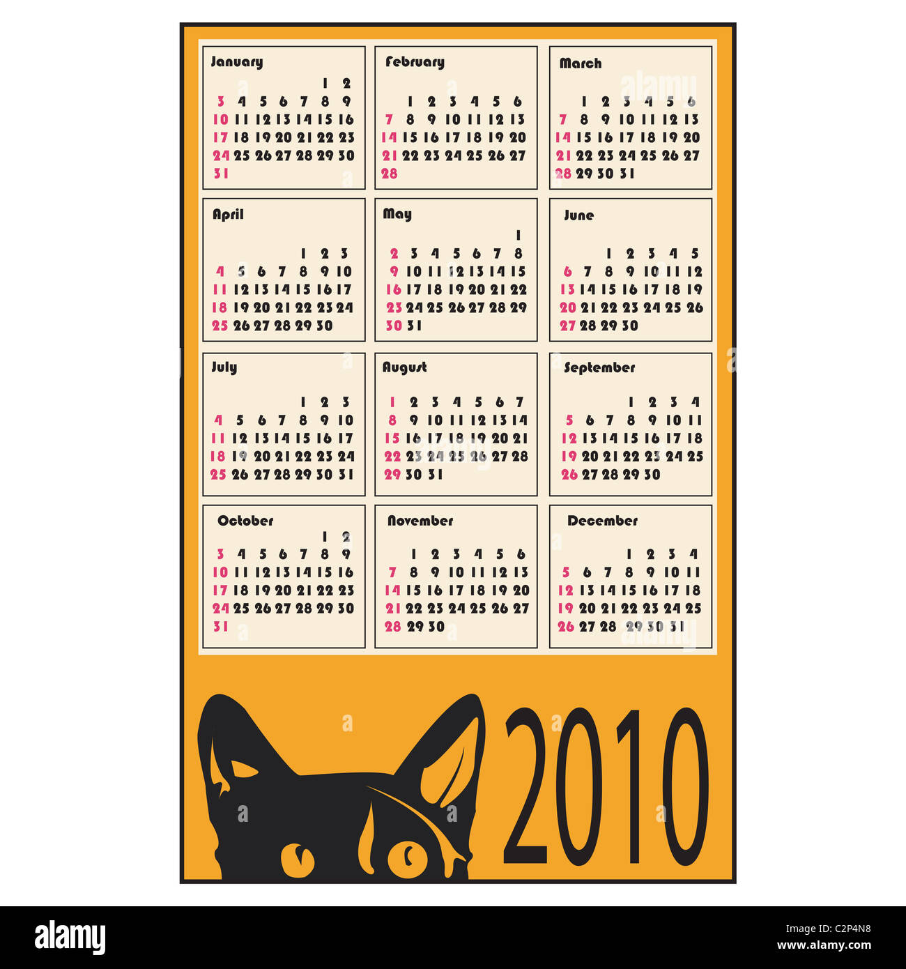 Calendrier pour 2010 Banque D'Images