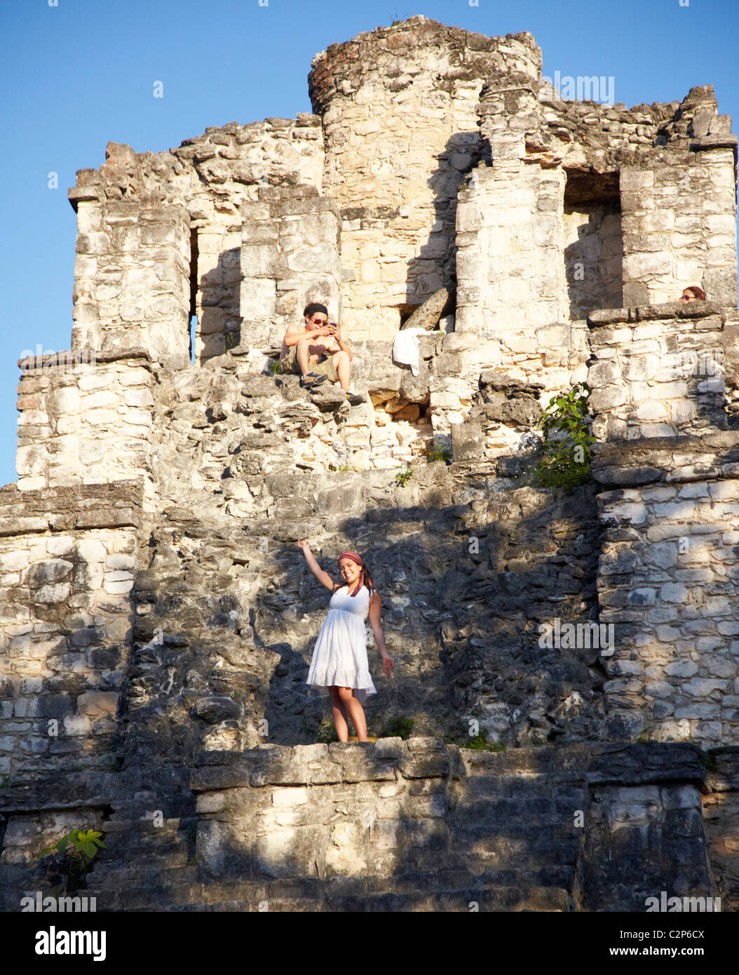 Muyil Ruines Tulum Quintana Roo Mexique Banque D'Images